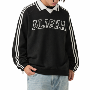 Alaska College Varsity Sweatshirt in Black / White — lifestyle 2