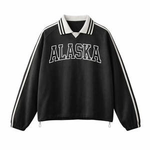 Alaska College Varsity Sweatshirt in Black / White