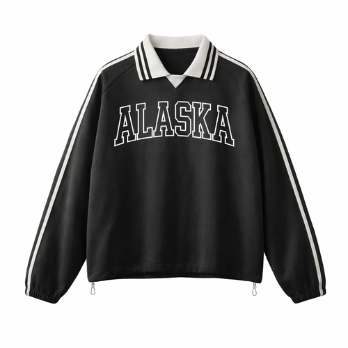 Alaska College Varsity Sweatshirt in Black / White