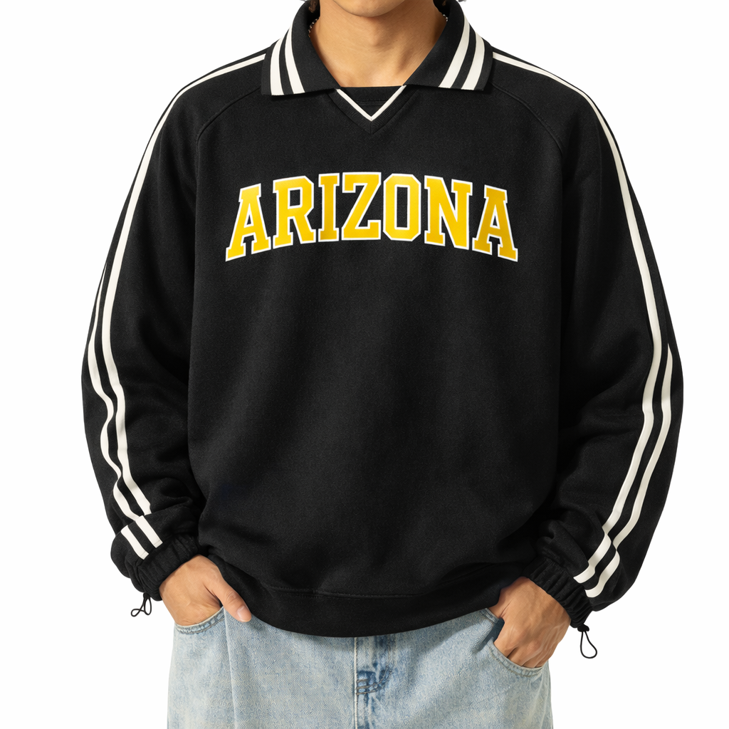 Arizona College Varsity Sweatshirt in Black / Yellow — lifestyle 1