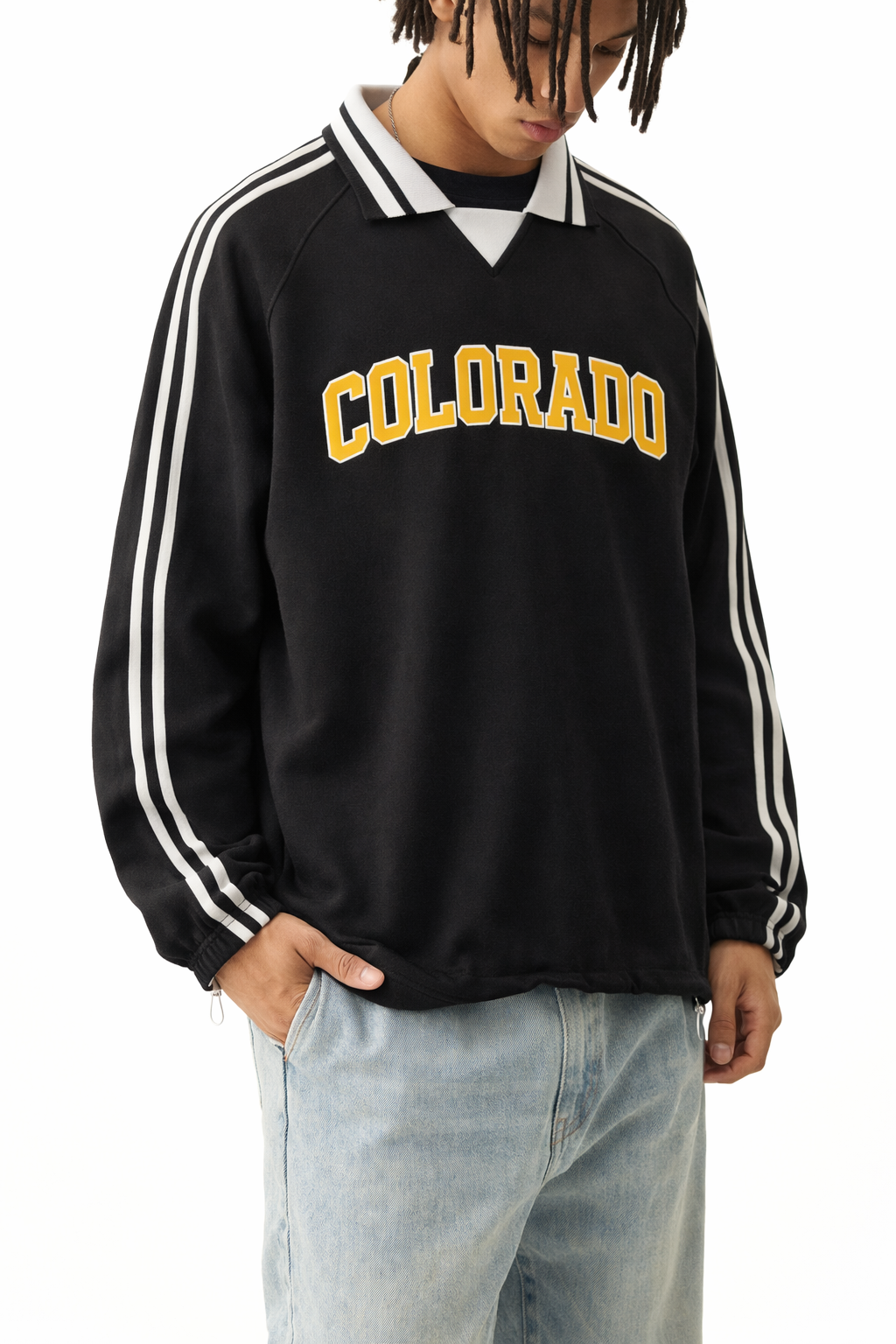 Colorado College Varsity Sweatshirt in Black / Gold — lifestyle 2
