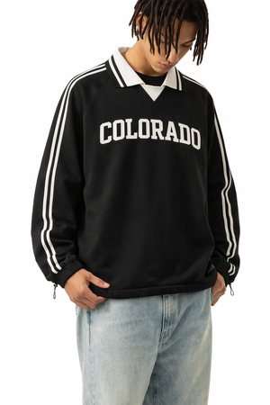 Colorado College Varsity Sweatshirt in Black / White — lifestyle 2