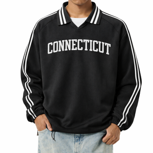 Connecticut College Varsity Sweatshirt in Black / White — lifestyle 1