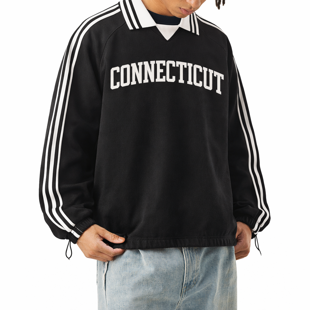 Connecticut College Varsity Sweatshirt in Black / White — lifestyle 2