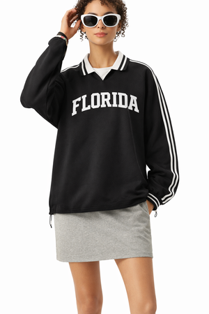 Florida College Varsity Sweatshirt in Black / White — lifestyle 1