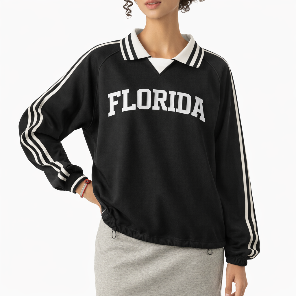 Florida College Varsity Sweatshirt in Black / White — lifestyle 2