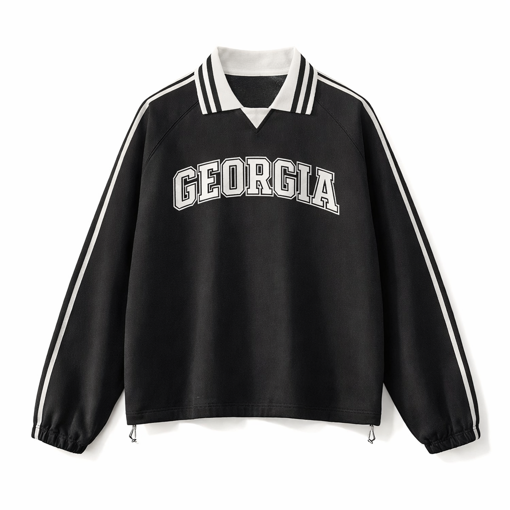 Georgia College Varsity Sweatshirt in Black / White