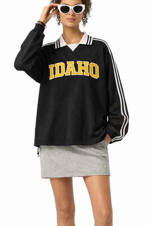 Idaho College Varsity Sweatshirt in Black / Gold — lifestyle 1