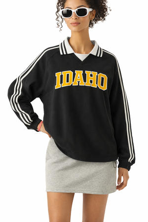 Idaho College Varsity Sweatshirt in Black / Gold — lifestyle 2