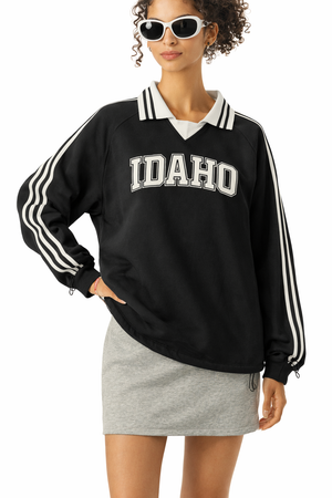 Idaho College Varsity Sweatshirt in Black / White — lifestyle 2