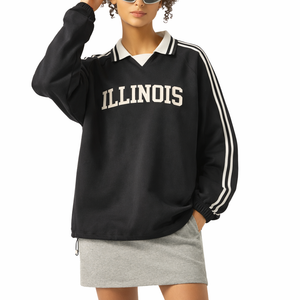 Illinois College Varsity Sweatshirt in Black / White — lifestyle 1