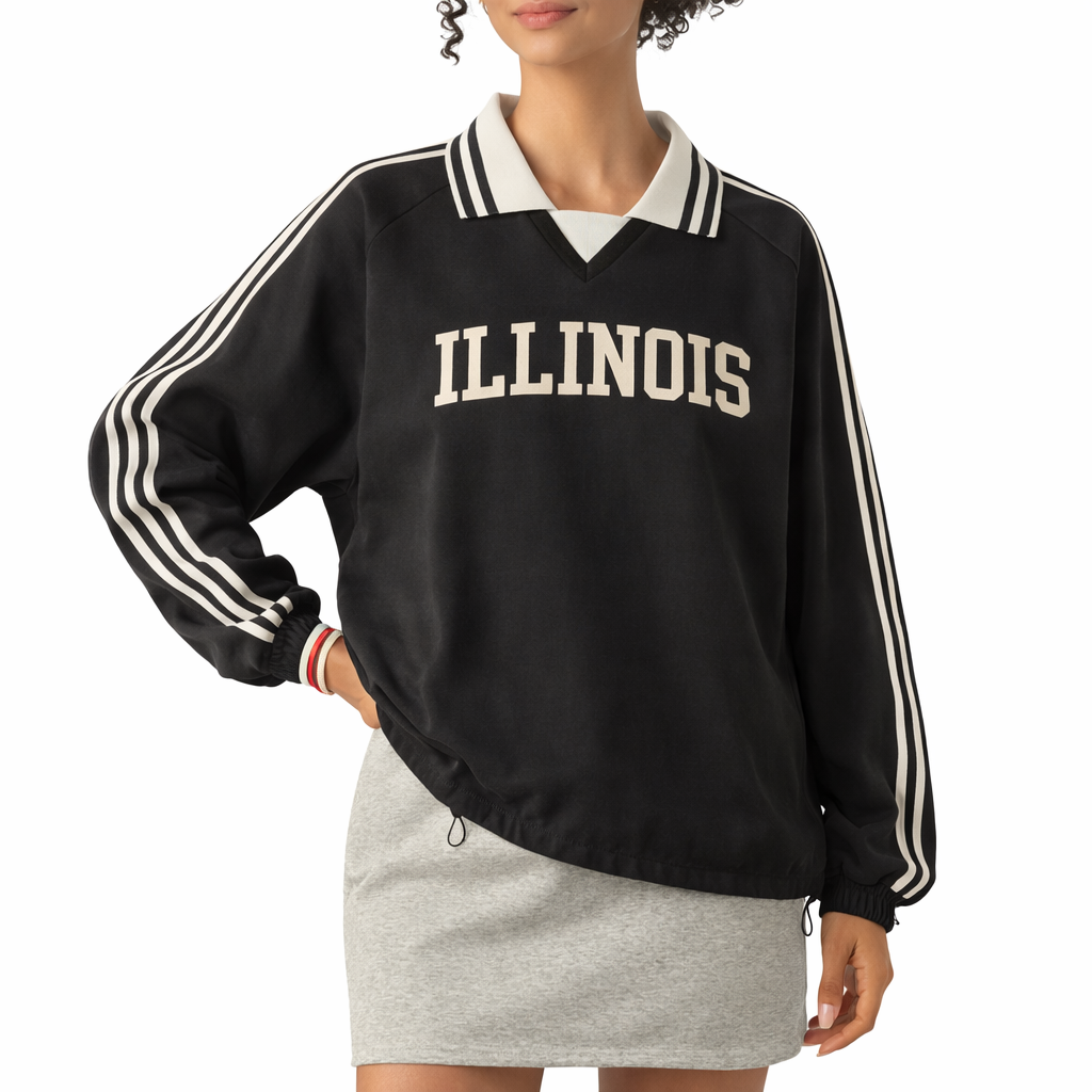 Illinois College Varsity Sweatshirt in Black / White — lifestyle 2