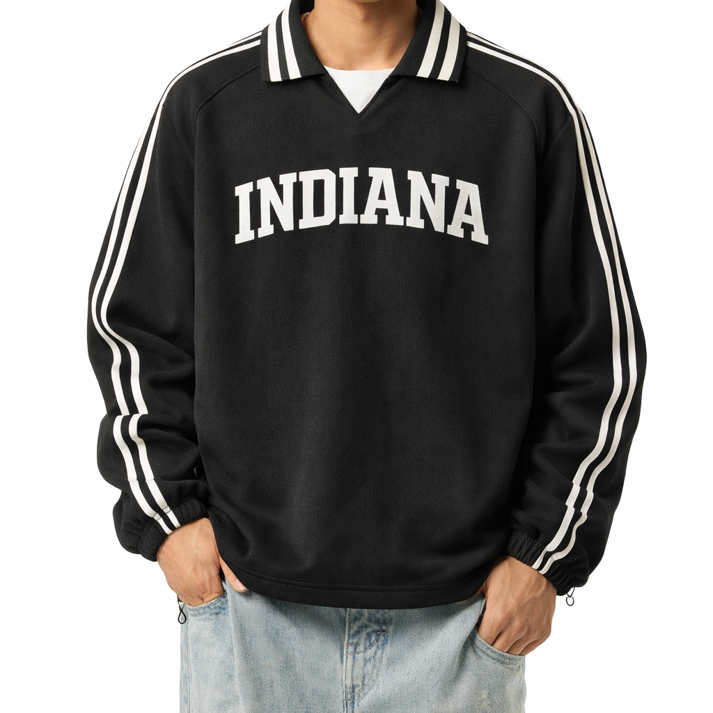 Indiana College Varsity Sweatshirt in Black / White — lifestyle 1