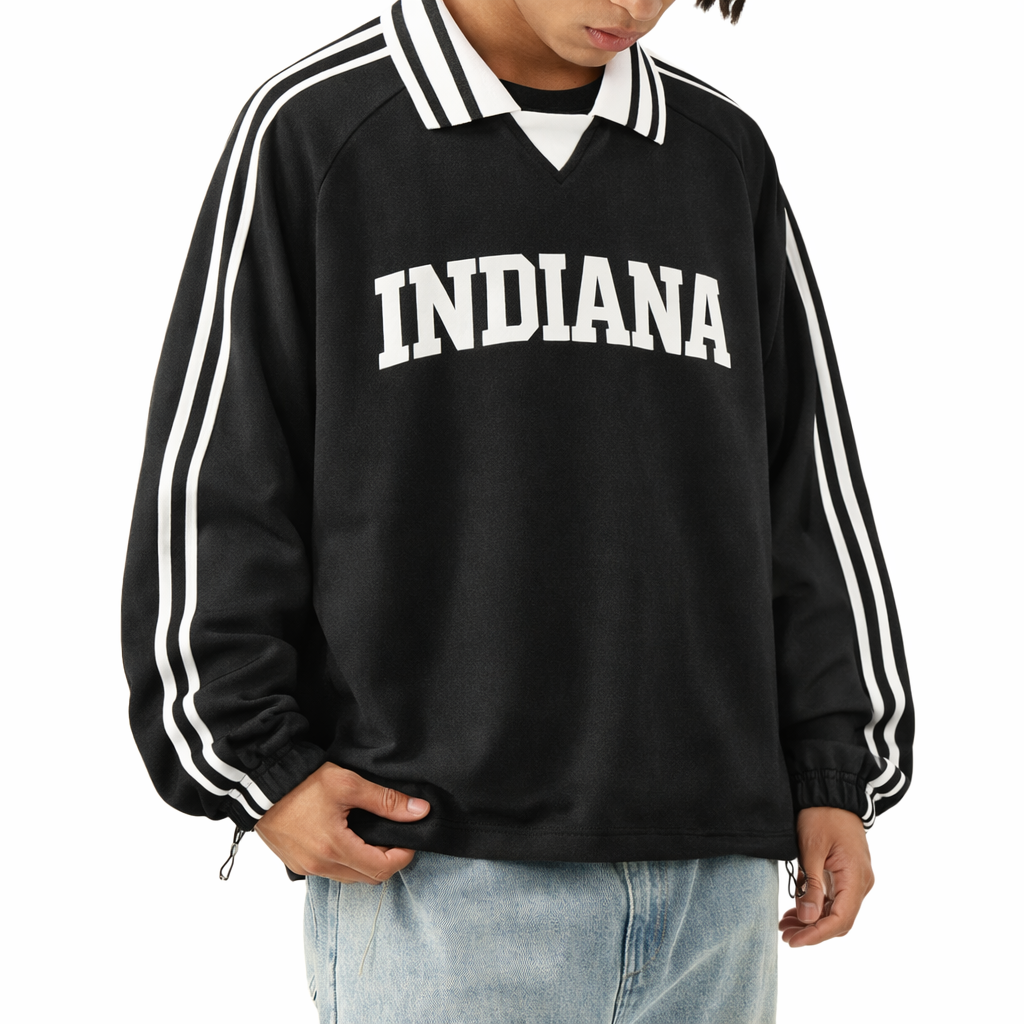 Indiana College Varsity Sweatshirt in Black / White — lifestyle 2