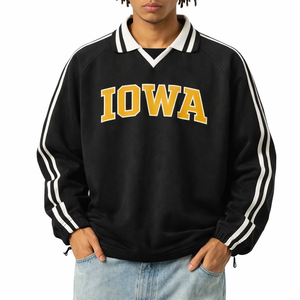 Iowa College Varsity Sweatshirt in Black / Gold — lifestyle 1