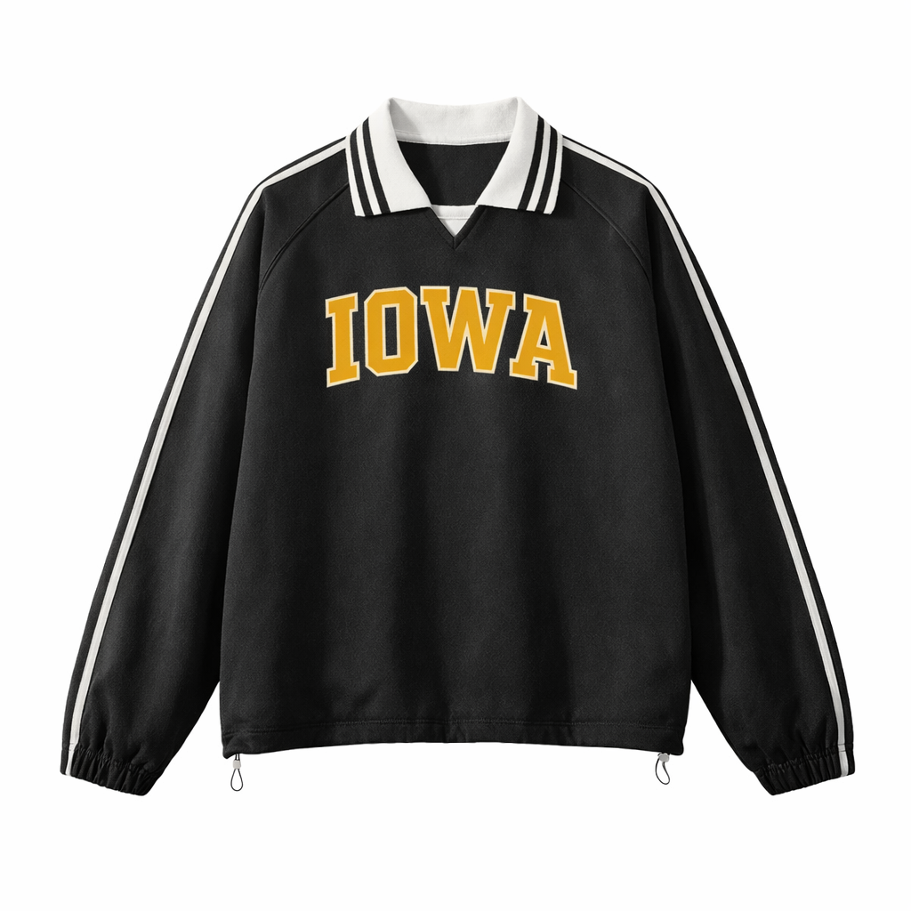 Iowa College Varsity Sweatshirt in Black / Gold