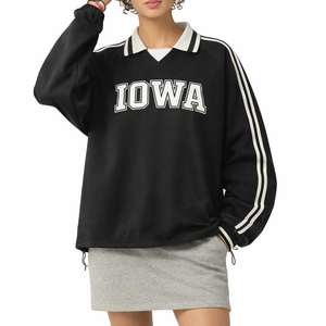 Iowa College Varsity Sweatshirt in Black / White — lifestyle 1