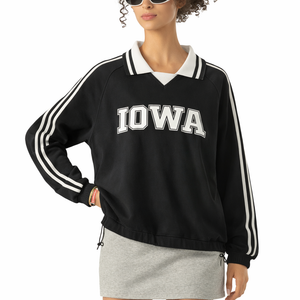 Iowa College Varsity Sweatshirt in Black / White — lifestyle 2