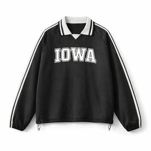 Iowa College Varsity Sweatshirt in Black / White