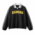 Kansas College Varsity Sweatshirt in Black / Gold