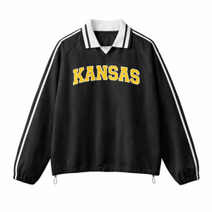 Kansas College Varsity Sweatshirt in Black / Gold