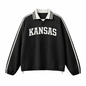 Kansas College Varsity Sweatshirt in Black / White