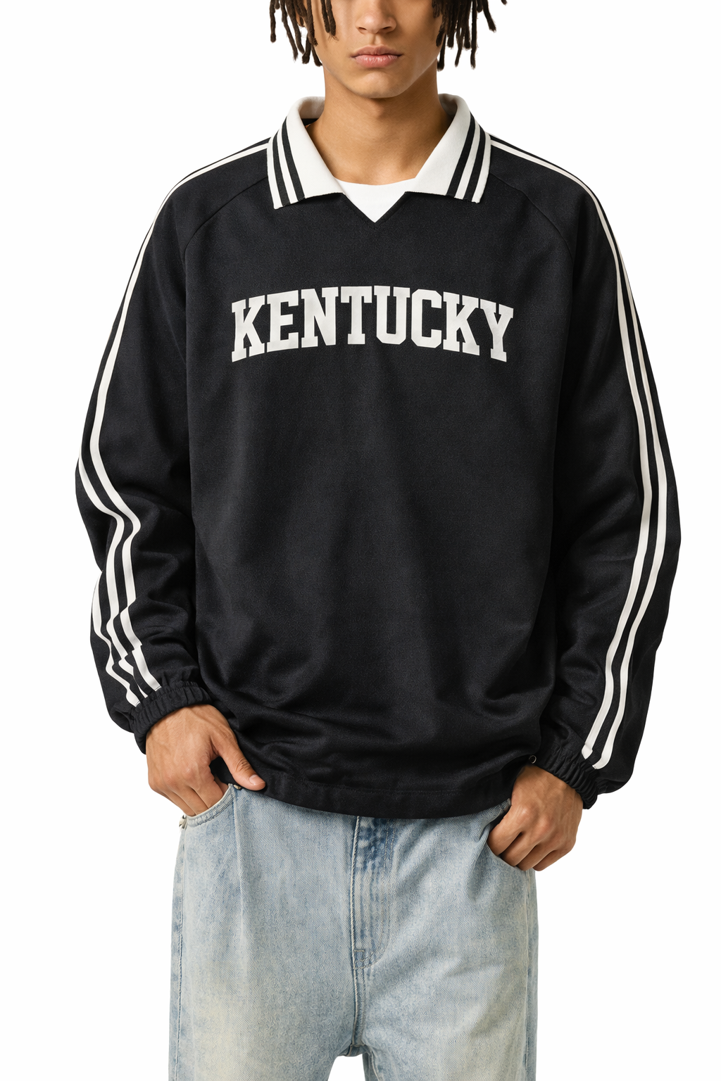 Kentucky College Varsity Sweatshirt in Black / White — lifestyle 1