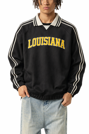 Louisiana College Varsity Sweatshirt in Black / Gold — lifestyle 1