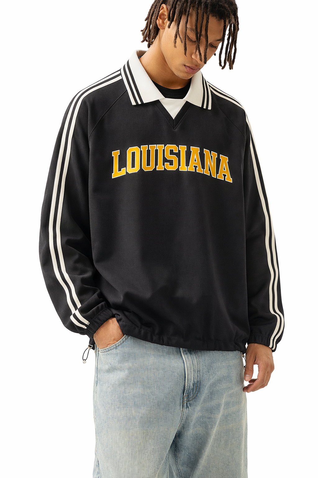 Louisiana College Varsity Sweatshirt in Black / Gold — lifestyle 2