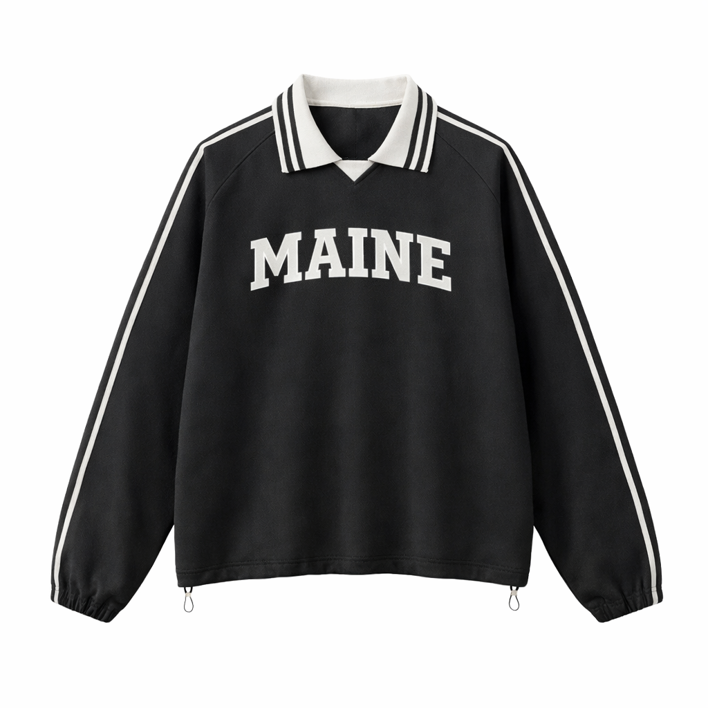 Maine College Varsity Sweatshirt in Black / White