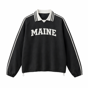Maine College Varsity Sweatshirt in Black / White