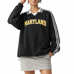 Maryland College Varsity Sweatshirt in Black / Gold — lifestyle 1