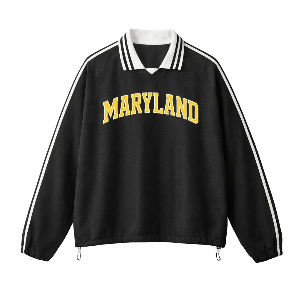 Maryland College Varsity Sweatshirt in Black / Gold