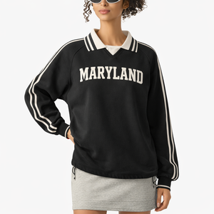 Maryland College Varsity Sweatshirt in Black / White — lifestyle 2