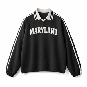 Maryland College Varsity Sweatshirt in Black / White