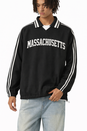 Massachusetts College Varsity Sweatshirt in Black / White — lifestyle 1