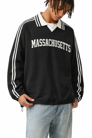 Massachusetts College Varsity Sweatshirt in Black / White — lifestyle 2