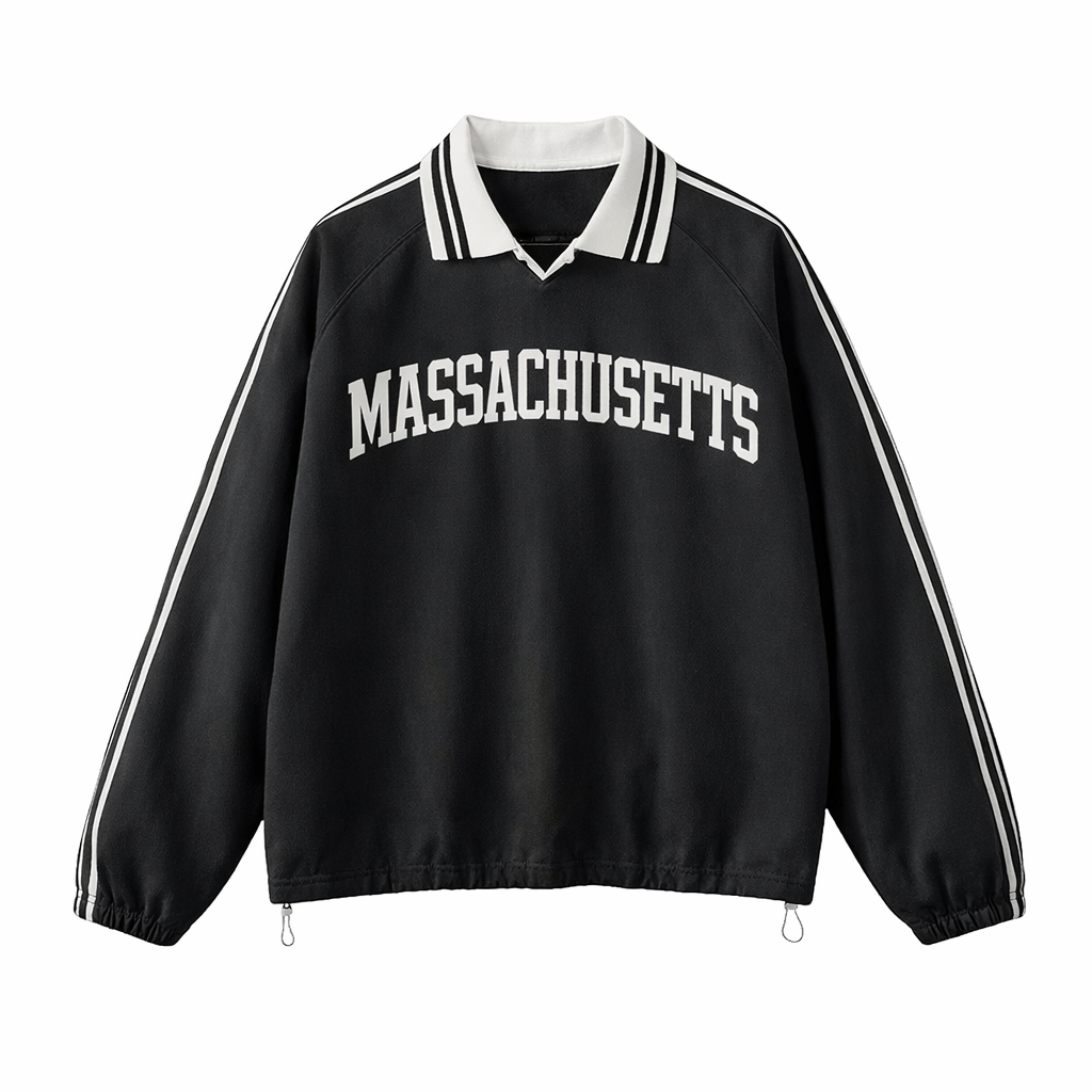 Massachusetts College Varsity Sweatshirt in Black / White
