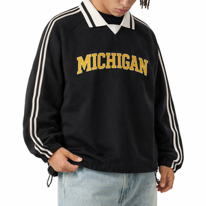 Michigan College Varsity Sweatshirt in Black / Gold — lifestyle 2