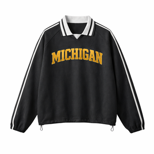 Michigan College Varsity Sweatshirt in Black / Gold