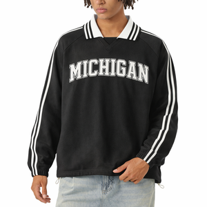 Michigan College Varsity Sweatshirt in Black / White — lifestyle 1