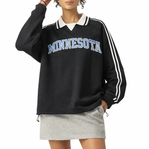 Minnesota College Varsity Sweatshirt in Black / Ice Blue — lifestyle 1