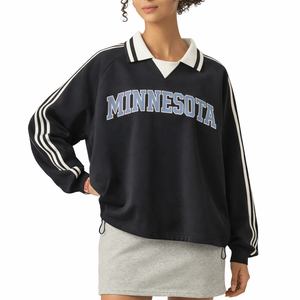 Minnesota College Varsity Sweatshirt in Black / Ice Blue — lifestyle 2