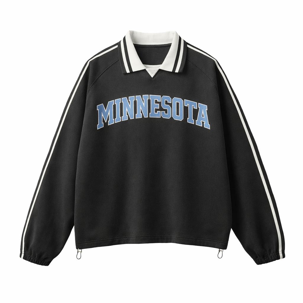 Minnesota College Varsity Sweatshirt in Black / Ice Blue