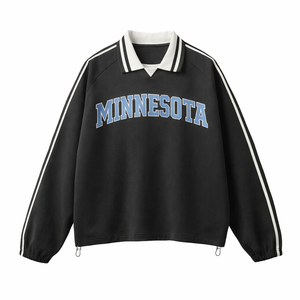 Minnesota College Varsity Sweatshirt in Black / Ice Blue