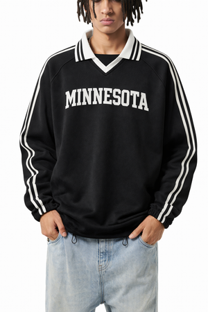 Minnesota College Varsity Sweatshirt in Black / White — lifestyle 1