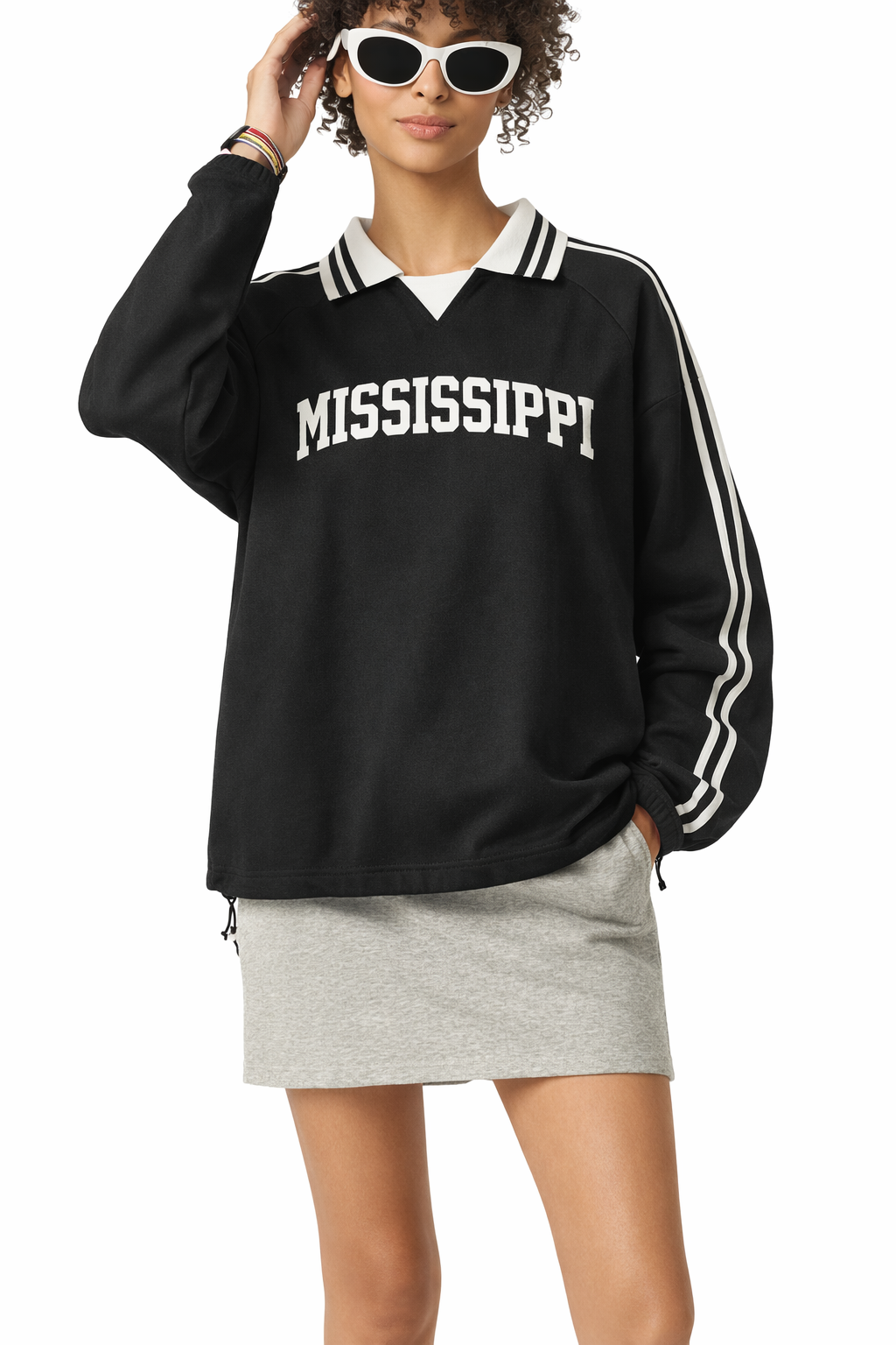 Mississippi College Varsity Sweatshirt in Black / White — lifestyle 1