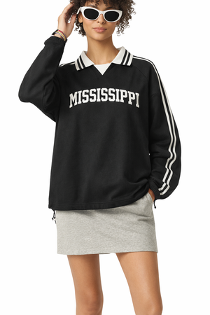 Mississippi College Varsity Sweatshirt in Black / White — lifestyle 1