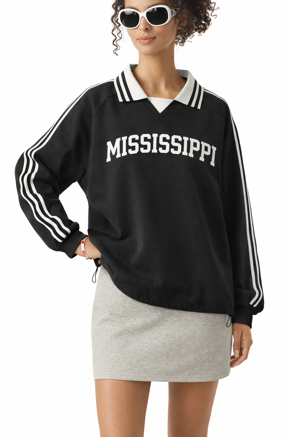 Mississippi College Varsity Sweatshirt in Black / White — lifestyle 2