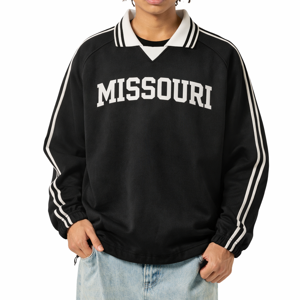 Missouri College Varsity Sweatshirt in Black / White — lifestyle 1